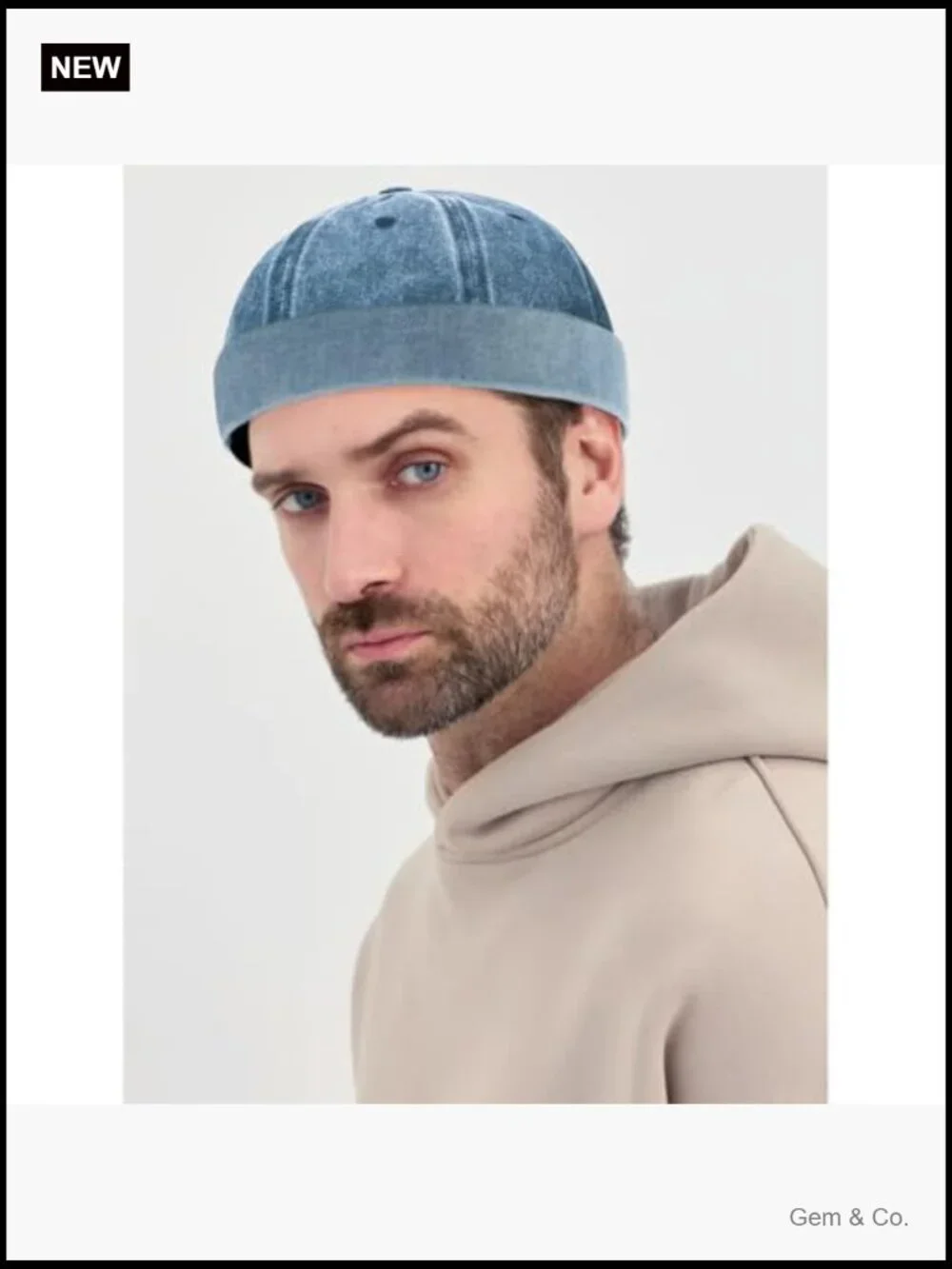 Adjustable Vintage Denim Beanie Cap - Breathable Lightweight Unisex